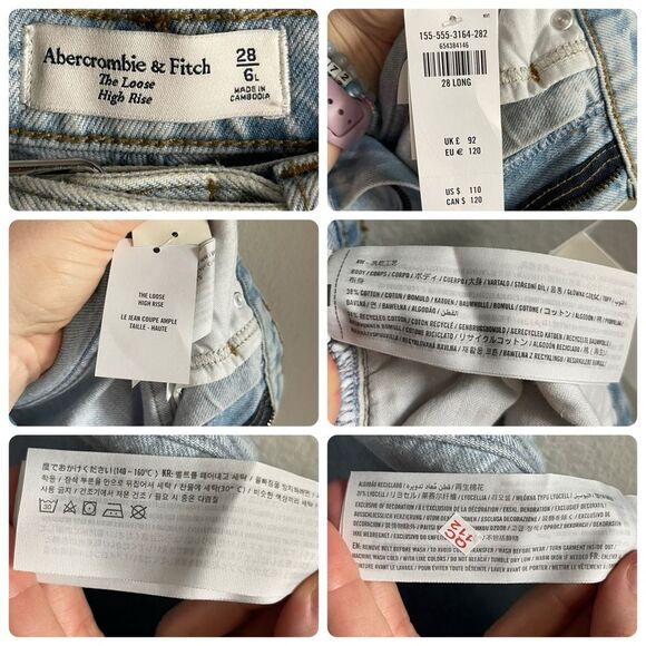 NWT Abercrombie & Fitch The Loose High Rise Belted Jeans in Light Wash - Picture 5 of 6